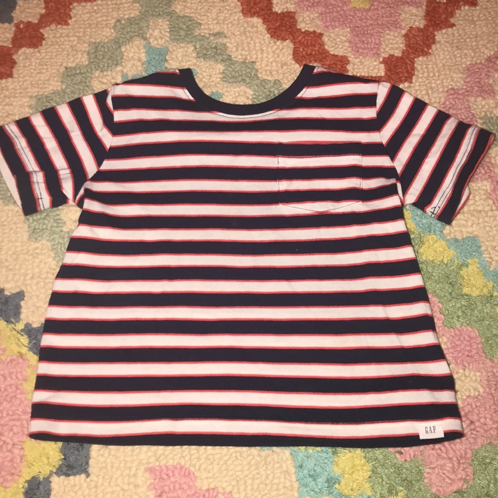 Navy white & red striped tee